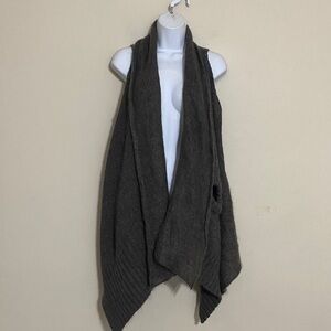 Isabel Benenato Charcoal Open Front Sweater Vest women 44 cozy wool lagenlook